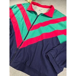 Vintage Alfred Dunner Retro Colorblock Track Jacket Zip Up Windbreaker Size 40
